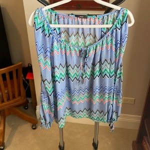 Soprano chevron colorful cold shoulder blouse